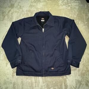 Dickies Eisenhower Jacket Sz L (14/16) Youth Blue Fleece Lined Mechanic Full Zip
